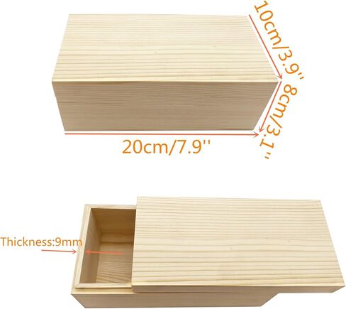 LONG TAO 2 قطعة 7.9 بوصة × 3.9 بوصة × 3.1 بوصة صناديق كنز خشبية غير مكتملة تزيين صناديق خشبية صندوق تخزين خشبي صناديق تخزين يدوية طبيعية مع غطاء للحرف اليدوية والهوايات الفنية والتخزين المنزلي in Kuwait