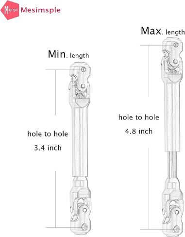 Mesimsple Steel Center Driveshaft 3.4-4.8 بوصة لسيارة RC من سلسلة 1/10 in Kuwait