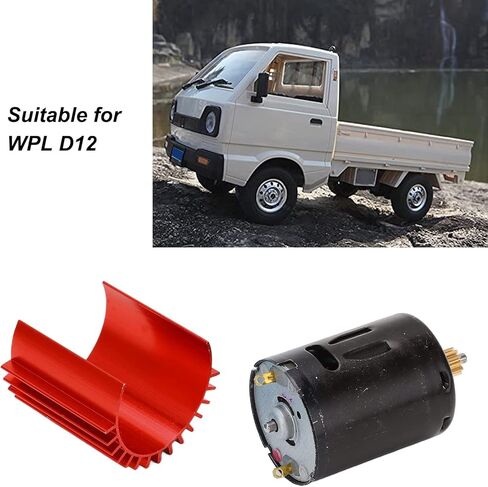 RiToEasysports RC Car Motor,52000 RPM High Speed Aluminum Alloy and Copper Material 370 Motor + Radiator for WPL D12 RC Car Upgrade Parts(red) Model Car Accessories in Kuwait
