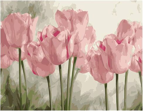 طلاء Kimily DIY بالأرقام للبالغين والأطفال وطلاء الخزامى بأرقام DIY طلاء أكريليك من خلال أرقام الطلاء كيت الرئيسية جدار غرفة المعيشة غرفة النوم الديكور الوردي الزنبق in Kuwait