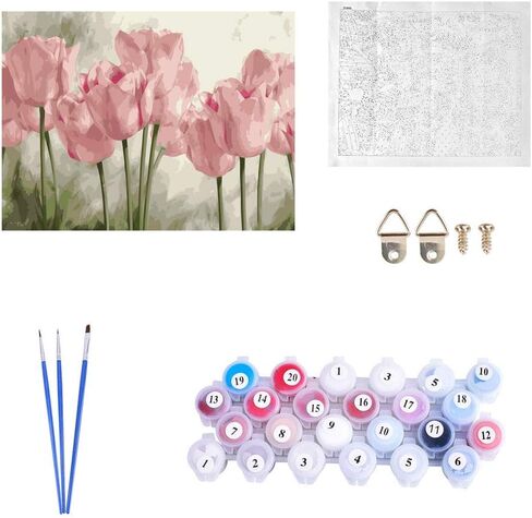 طلاء Kimily DIY بالأرقام للبالغين والأطفال وطلاء الخزامى بأرقام DIY طلاء أكريليك من خلال أرقام الطلاء كيت الرئيسية جدار غرفة المعيشة غرفة النوم الديكور الوردي الزنبق in Kuwait