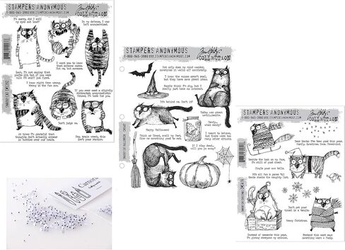 Tim Holtz Snarky Cat Cling Stamp Trio – 3 Sets + 100 Carnora Googly Eyes in Kuwait