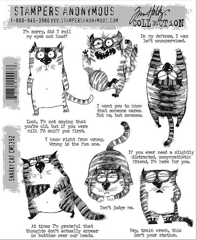 Tim Holtz Snarky Cat Cling Stamp Trio – 3 Sets + 100 Carnora Googly Eyes in Kuwait