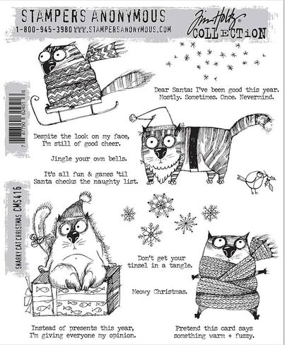 Tim Holtz Snarky Cat Cling Stamp Trio – 3 Sets + 100 Carnora Googly Eyes in Kuwait