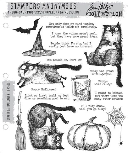 Tim Holtz Snarky Cat Cling Stamp Trio – 3 Sets + 100 Carnora Googly Eyes in Kuwait