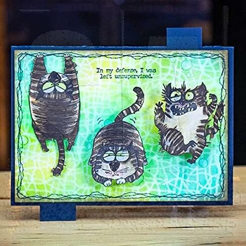 Tim Holtz Snarky Cat Cling Stamp Trio – 3 Sets + 100 Carnora Googly Eyes in Kuwait