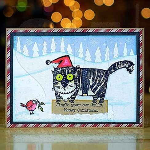 Tim Holtz Snarky Cat Cling Stamp Trio – 3 Sets + 100 Carnora Googly Eyes in Kuwait