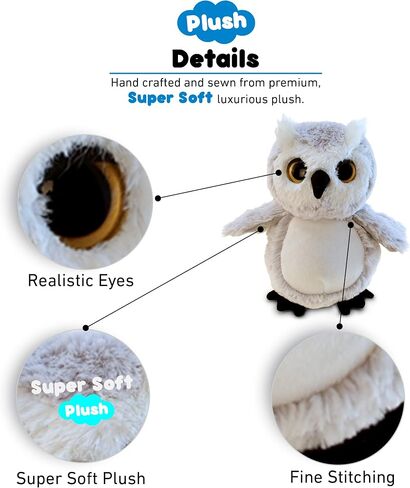 DolliBu Plush Owl Stuffed Animal - Soft Huggable Grey Owl, Adorable Playtime Owl Plush Toy, Cute Forest Wildlife Bird Cuddle Gift for Kids and Adults - 9 Inches in Saudi Arabia