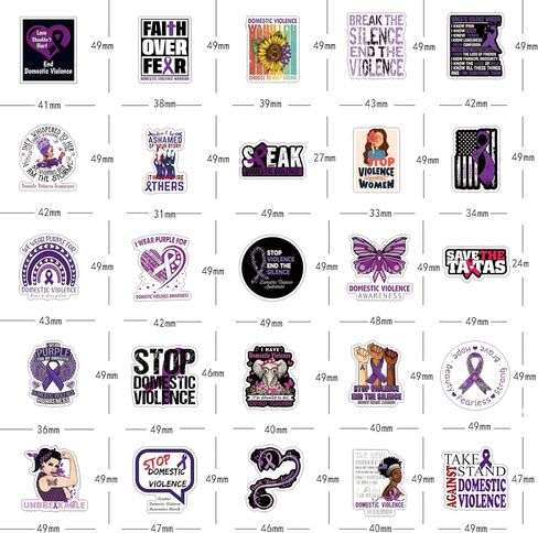 61Pcs Domestic Violence Awareness Stickers Pack, Purple Ribbon Aesthetic Vinyl Waterproof Sticker Decals for Water Bottle,Laptop,Phone,Scrapbooking,Journaling in Kuwait