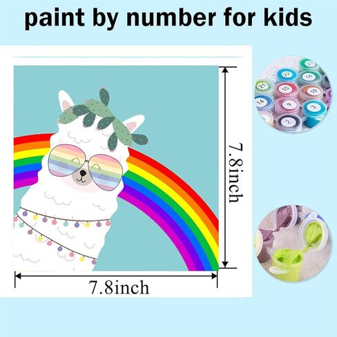 مجموعة من 4 قطع من الطلاء المؤطر بالارقام للاطفال من سن 4 الى 8-12 سنة، طلاء اكريليك سهل بالرقم للاطفال على قماش مؤطر، الوان حيوانات للاطفال حسب الرقم (8 × 8 انش) in Kuwait