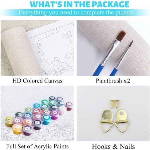 مجموعة من 4 قطع من الطلاء المؤطر بالارقام للاطفال من سن 4 الى 8-12 سنة، طلاء اكريليك سهل بالرقم للاطفال على قماش مؤطر، الوان حيوانات للاطفال حسب الرقم (8 × 8 انش) in Kuwait