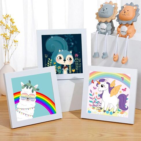 مجموعة من 4 قطع من الطلاء المؤطر بالارقام للاطفال من سن 4 الى 8-12 سنة، طلاء اكريليك سهل بالرقم للاطفال على قماش مؤطر، الوان حيوانات للاطفال حسب الرقم (8 × 8 انش) in Kuwait