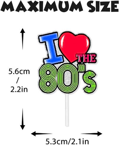 18pcs Glitter Retro Throwback Dessert Cupcake Topper Radio Girly I Love 80s Decade Theme Decor Supplies Girls Happy Birthday Party Decorations in Saudi Arabia