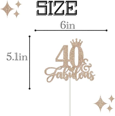 ShuanQ 40 & Fabulous Cake Topper - علامة عيد ميلاد سعيد 40 - هتاف حتى 40 عامًا لتزيين الكيك - تزيين حفلات عيد الميلاد الأربعين من الكيك للرجال والنساء in Kuwait