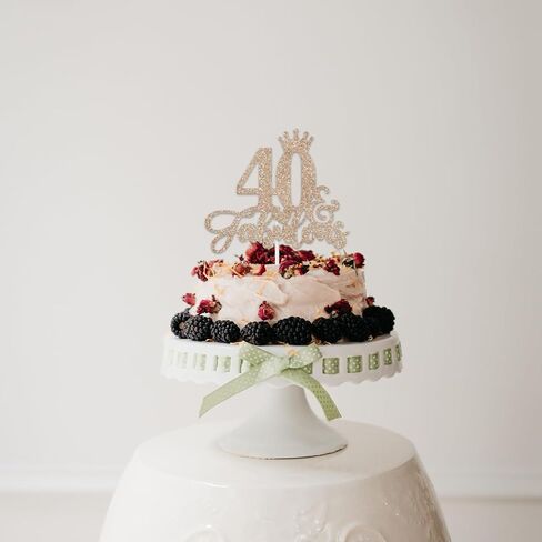 ShuanQ 40 & Fabulous Cake Topper - علامة عيد ميلاد سعيد 40 - هتاف حتى 40 عامًا لتزيين الكيك - تزيين حفلات عيد الميلاد الأربعين من الكيك للرجال والنساء in Kuwait