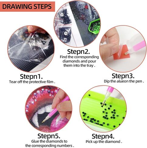 لوحة ماسية من سينبلاي، لوحة ماسية على شكل جمجمة وشفاه حمراء، طلاء ماسي دائري يمكنك طلاؤه بنفسك حسب مجموعات الارقام، هدايا تزيين حائط المنزل (12 × 16 انش) in Kuwait