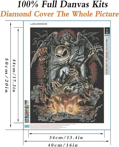 ADLOX DIY 5D Diamond Painting by Number Kits for Adults and Kids Jack Skellington 16X20 Painting Cross Stitch Full Drill Crystal Rhinestone Embroidery Pictures Arts Craft for Home Wall Decor Gift 3 in Kuwait