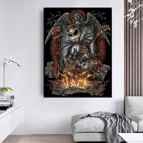 ADLOX DIY 5D Diamond Painting by Number Kits for Adults and Kids Jack Skellington 16X20 Painting Cross Stitch Full Drill Crystal Rhinestone Embroidery Pictures Arts Craft for Home Wall Decor Gift 3 in Kuwait