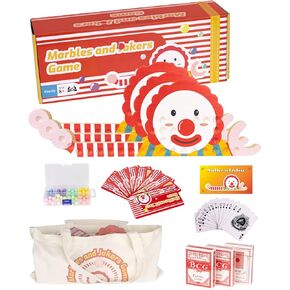 لعبة Extguds Marbles and Jokers اللوحية، 2-8 لاعبين، 8 ألواح خشبية + 48 كرة رخام ملونة + 3 مجموعات من أوراق اللعب + 8 بطاقات قواعد PVC + 1 صندوق تخزين رخامي + 1 حقيبة قماش + 1 دليل ألعاب (Jokers2.0) in Kuwait