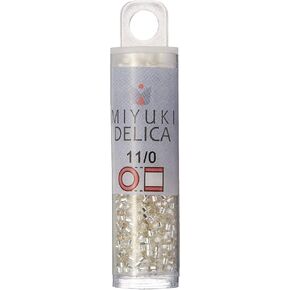 Miyuki DB041 7.2gm Delica Seed Beads, Size 11/0, Silver Lined Crystal