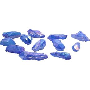 SUNYIK Raw Irregular Titanium Coated Natural Rock Quartz Crystal Points Column Points Shards 1 LB (About 460 Gram), Multicolor