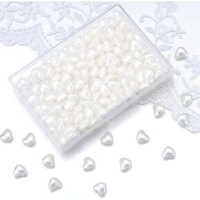 Forise 400Pcs ABS Imitation Pearl Beads Loose White Heart Bow Bowtie Bowknot Butterfly Aesthetic Beads for Jewelry Making Bracelets Necklace Earrings Accessories Crafts