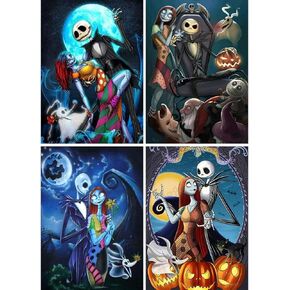 مجموعة من 4 قطع من الألماس المثقوب الكامل 5D، مجموعات طلاء أحجار الراين الماسية من UNIME للبالغين والمبتدئين، فن تطريز الحرف اليدوية، ديكور المنزل، 40.64 × 30.48 سم (جمجمة جاك القديسين) in Kuwait