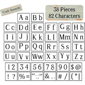 Vinz Large Letter Alphabet Stencils for Painting on Wood | Including Upper-Lowercase, Numbers, & Common Symbols | Reusable Plastic for DIY Art-Craft Projects | 38 Pcs | 82 Symbols in Kuwait