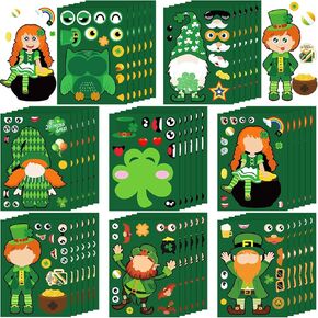 NOVWANG St.Patrick's Day Stickers for Kids, 48Pcs Shamrock Stickers Make a Face Stickers DIY Make Your Own Stickers St Patricks Day Crafts for Kids Irish St Patricks Day Party Favors in Saudi Arabia