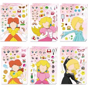 36 PCS Princess Peach Party Supplies Princess Peach Party Favors Make Your Own Cartoon Princess Stickers Sheets for Princess Peach Birthday Party Supplies. in Kuwait