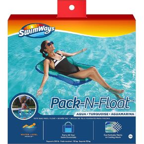 SwimWays Pack-N-Float 2-in-1 Pool Chair and Tote Bag, Blue Palm in Kuwait