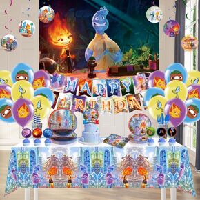 لوازم حفلات أعياد الميلاد من Crazy Elements City، 132 قطعة من ديكورات حفلات أعياد الميلاد بما في ذلك المصاصات وأغطية الكب كيك واللافتات وأغطية الكعك والأطباق والأكواب ومفارش المائدة والبالونات والخلفيات، in Kuwait