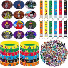 86 قطعة من لوازم حفلات اعياد الميلاد من غوريلا، زينة عيد ميلاد لعبة الواقع الافتراضي، هدايا حفلات الغوريلا تتضمن 12 سوار، 12 دبوس زر، 12 سلسلة مفاتيح، 50 ستيكر لاصق لحفلات اعياد الميلاد للاولاد in Kuwait