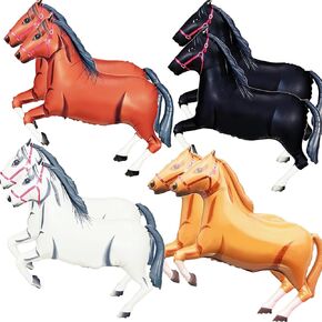 8 Pieces 30 Inches Horse Balloons, 4 Styles Large Foil Mylar Horse-Shaped Mustang Balloon for Rodeo Cowboy Wild West Derby Day Equestrian Decorations Horse Racing Riding School Events Party Supplies in Kuwait