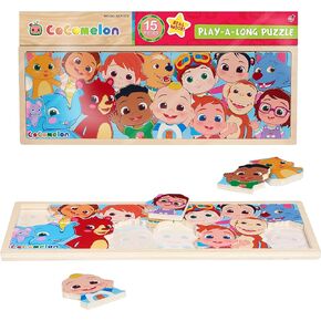 CoComelon Play-A-Long Wooden Puzzle, 15-Pieces, Recycled Wood, Officially Licensed Kids Toys for Ages 18 Month, Gifts and Presents