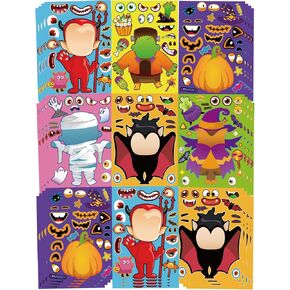 42 ورقة من ملصقات ألعاب حفلات الهالوين للأطفال - ملصقات الهالوين اصنع وجهًا، ملصقات أنشطة الهالوين مع فانوس مصاص الدماء الشيطان الساحرة المومياء مينوتور من أجل هدايا حفلات الهالوين in Kuwait