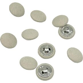 MMvolesy White Fabric Cloth Covered with Metal Shank Round Buttons for Suits Gowns Blouses Shirts DIY Sewing 18mm(3/4 Inch) 10Pc