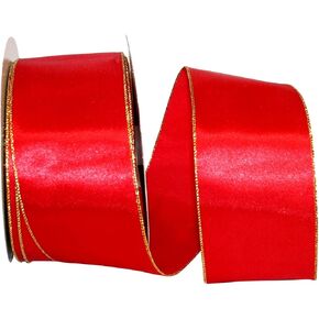شريط Reliant Ribbon 92971W-980-40K شريط بحافة سلكية معدنية ذات قيمة من الساتان، 2-1/2 بوصة × 50 ياردة، أبيض/ذهبي in Saudi Arabia