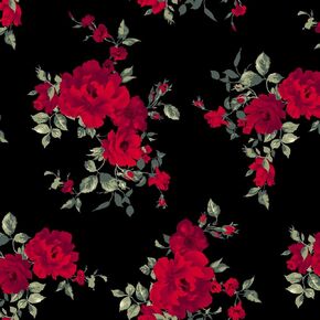 Texco Inc Large Flowers Polyester Spandex Burn-Out Velvet Fabric/Rib Knit Prints/DIY Projects, Black Magenta 3 Yards in Kuwait