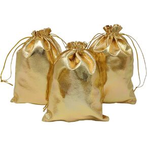 حقائب هدايا ذهبية من إتش آر إكس تحتوي على 100 قطعة، 12.7 سم × 17.78 سم، حقائب مجوهرات للحفلات ولحفلات الزفاف وعيد الميلاد والحلوى in Kuwait