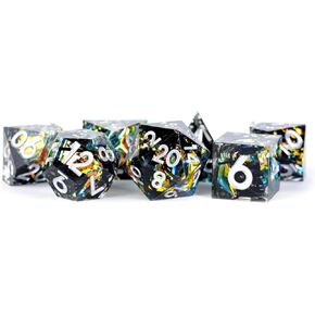 مجموعة نرد DND من FanRoll من Metallic Dice Games ذات حافة حادة من الراتنج: نرد الضفدع، لعبة لعب الأدوار للأبراج المحصنة والتنينات