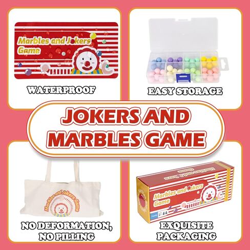 لعبة Extguds Marbles and Jokers اللوحية، 2-8 لاعبين، 8 ألواح خشبية + 48 كرة رخام ملونة + 3 مجموعات من أوراق اللعب + 8 بطاقات قواعد PVC + 1 صندوق تخزين رخامي + 1 حقيبة قماش + 1 دليل ألعاب (Jokers2.0) in Kuwait
