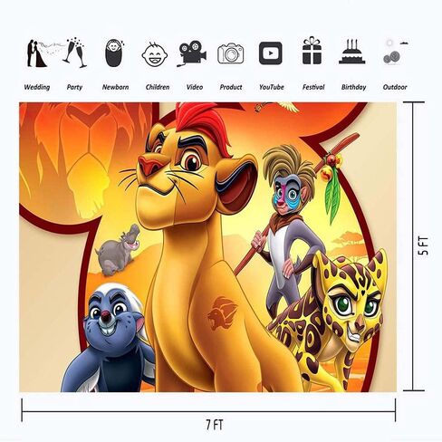 خلفية لمستلزمات حفلات اعياد الميلاد من ذا ليون جارد مقاس 7 × 5 بتصميم حيوانات برية على شكل اسد وحفلة استقبال المولود من الفينيل in Kuwait