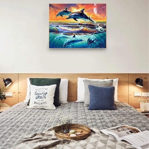 كيميلي DIY الطلاء حسب الأرقام للبالغين والأطفال سلاحف البحر الطلاء بالأرقام DIY اللوحة حيوانات المحيط طلاء أكريليك بواسطة الأرقام مجموعة لوحة المنزل جدار غرفة المعيشة غرفة النوم ديكور خمسة الدلافين in Kuwait