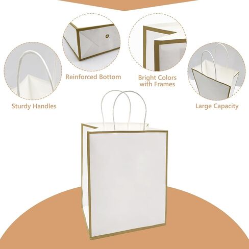 أكياس هدايا WBJKZJD، 24 عبوة من أكياس الورق بمقابض مقاس 8 × 4 × 10 بوصة من ورق الكرافت لحفلات الزفاف وأعياد الميلاد وحفلات استقبال المولود الجديد، ورق معاد تدويره بنسبة 100% (ألوان مختلطة) in Kuwait