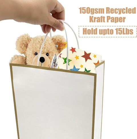 أكياس هدايا WBJKZJD، 24 عبوة من أكياس الورق بمقابض مقاس 8 × 4 × 10 بوصة من ورق الكرافت لحفلات الزفاف وأعياد الميلاد وحفلات استقبال المولود الجديد، ورق معاد تدويره بنسبة 100% (ألوان مختلطة) in Kuwait
