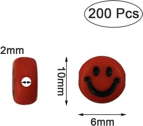 200 Pcs Smiley Face Beads Acrylic Smiley Beads Charms Jewellery Making Kit for Jewellery Beading Making Art Craft Weaving DIY Bacelets in Kuwait