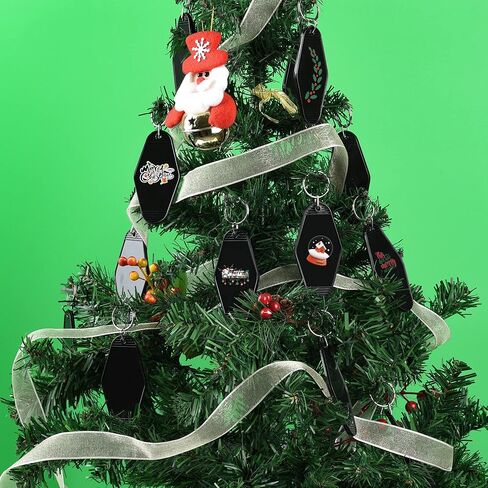 24 قطعة من سلاسل مفاتيح موتيل من اول ريال، علامات مفاتيح فندقية، ملصقات مفاتيح فارغة بالتسامي، زخرفة معلقة من الفينيل لنقل الحرارة بالليزر للحرف اليدوية اليدوية والقلادات وهدايا الكريسماس، اسود، 3.5 in Kuwait