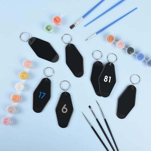 24 قطعة من سلاسل مفاتيح موتيل من اول ريال، علامات مفاتيح فندقية، ملصقات مفاتيح فارغة بالتسامي، زخرفة معلقة من الفينيل لنقل الحرارة بالليزر للحرف اليدوية اليدوية والقلادات وهدايا الكريسماس، اسود، 3.5 in Kuwait