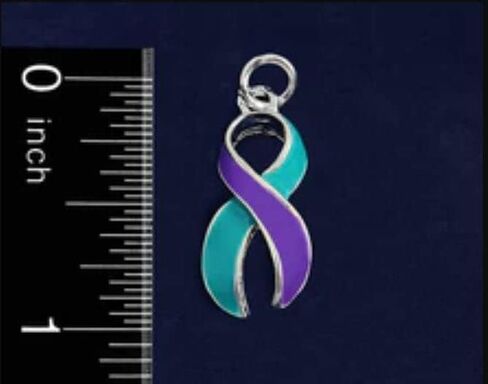 Teal & Purple Charms - Ribbon, Heart, Round Shaped for Sexual Assault & Suicide Prevention Awareness - Perfect for Jewelry Making, Bracelets, Necklaces, DIY Projects, Support Groups, Fundraisers, & More! in Saudi Arabia